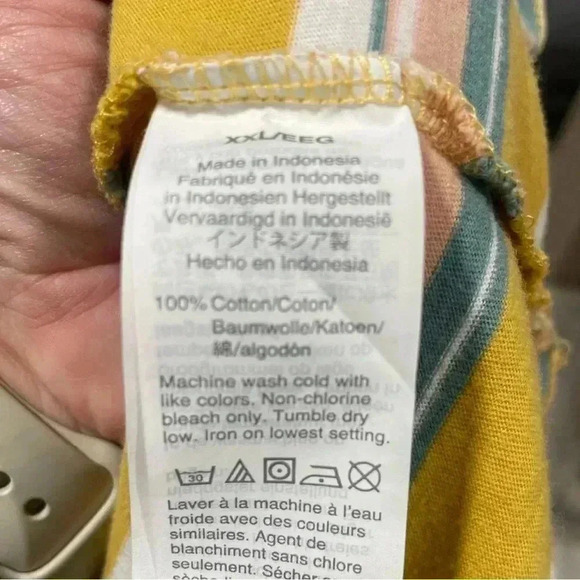 Madewell Mustard Yellow, turquoise, pink, and white Striped Tee - Size XXL - Picture 5 of 7